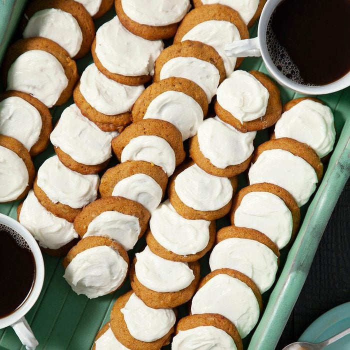 Pumpkin Cookies With Cream Cheese Frosting